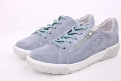 ACO Damen Halbschuh Rauleder H- Weite Wechselfußbett grau blau S14 1368/1312