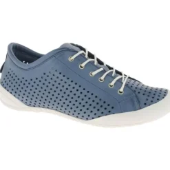 Andrea Conti Damen Schnürschuh Halbschuh Leder Lochmuster Wechselfußbett blau S14 03457671119