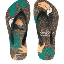 ASPORTUGUESAS Zehentrenner FlipFlop schwarz Papagei  P018116005