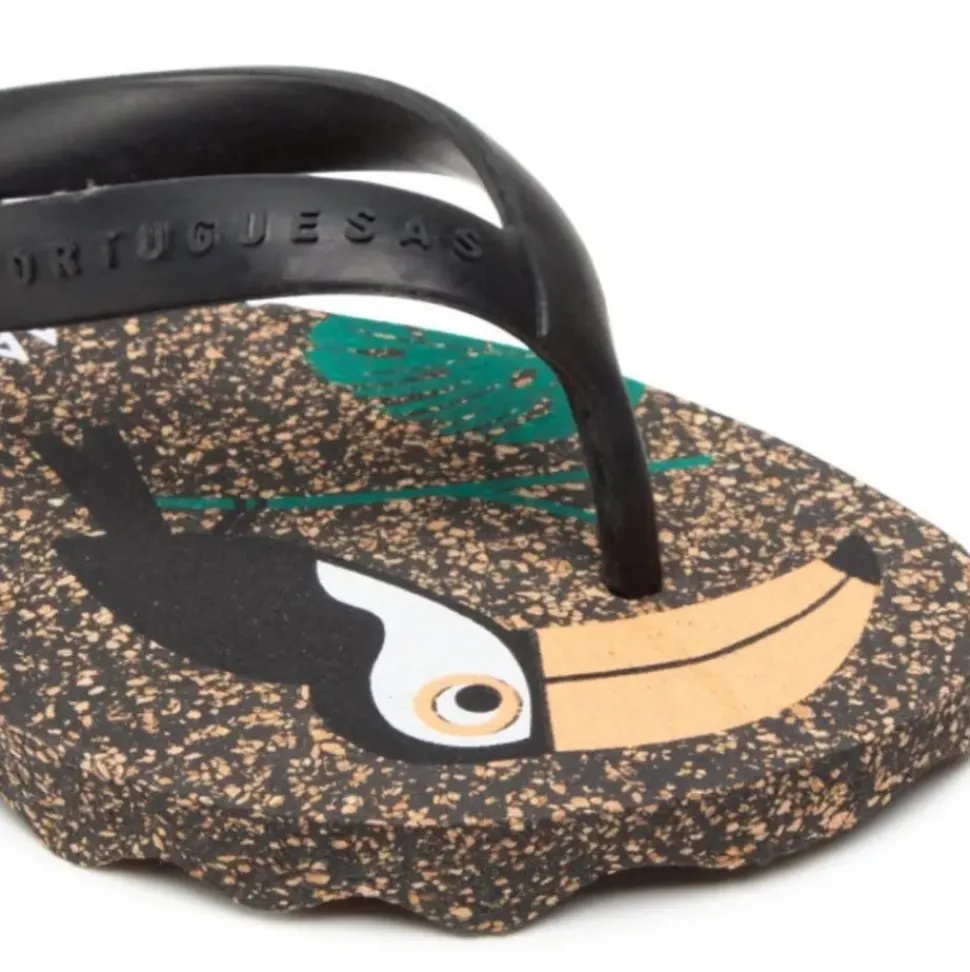 ASPORTUGUESAS Zehentrenner FlipFlop schwarz Papagei P018116005