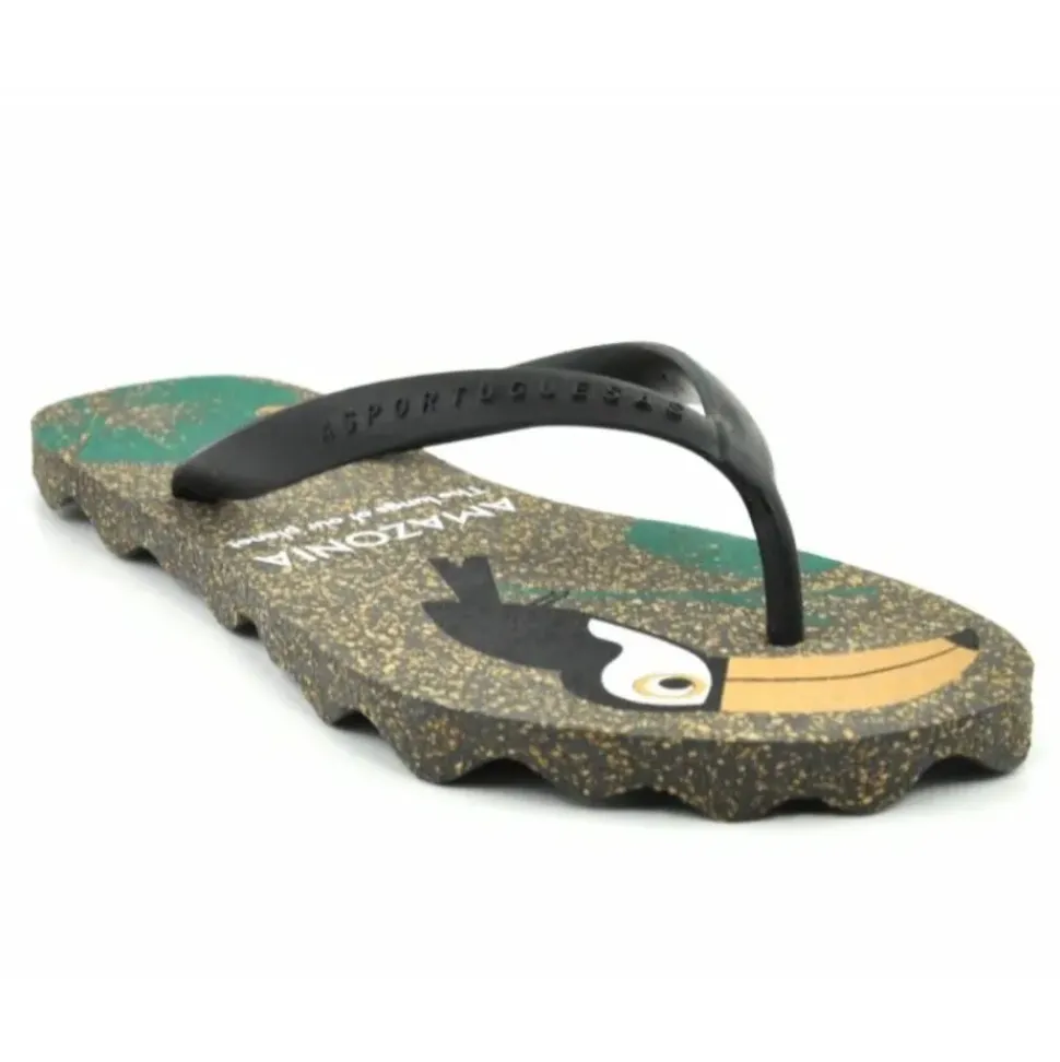 ASPORTUGUESAS Zehentrenner FlipFlop schwarz Papagei P018116005
