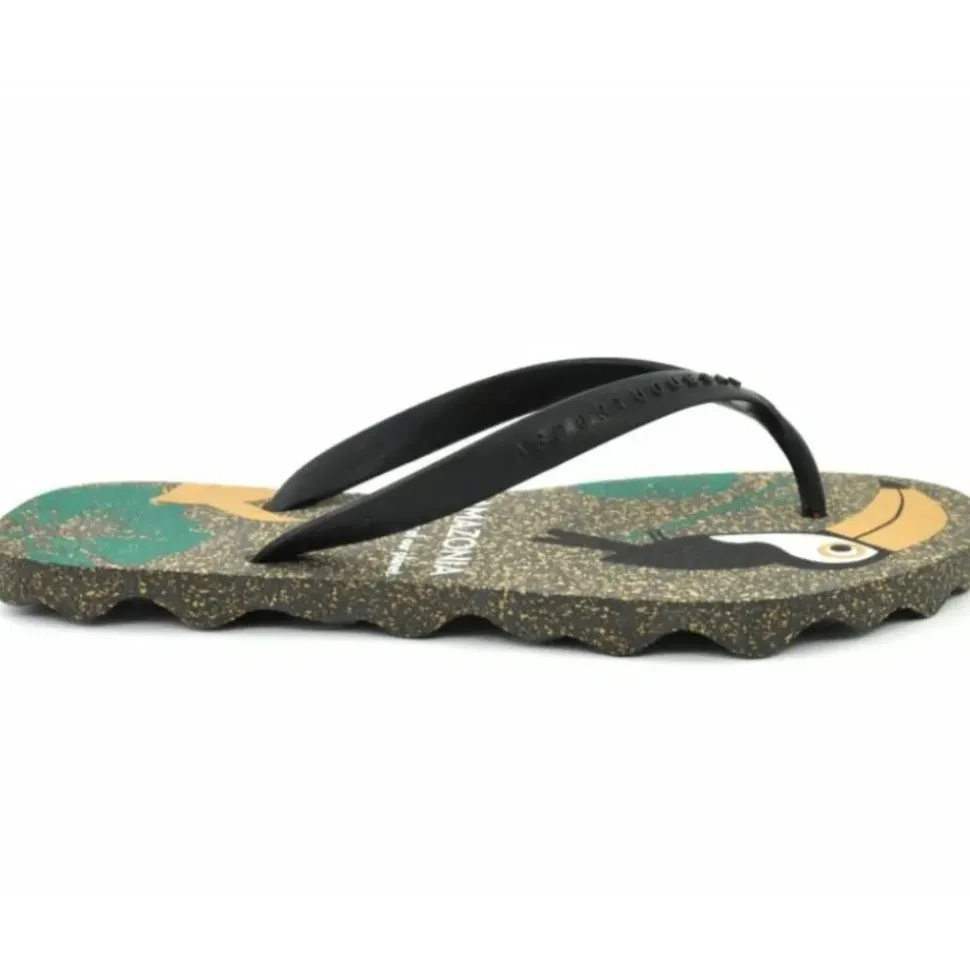 ASPORTUGUESAS Zehentrenner FlipFlop schwarz Papagei P018116005
