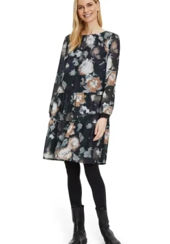 Betty Barclay Chiffonkleid florales Muster Knielang schwarz S22 12331517