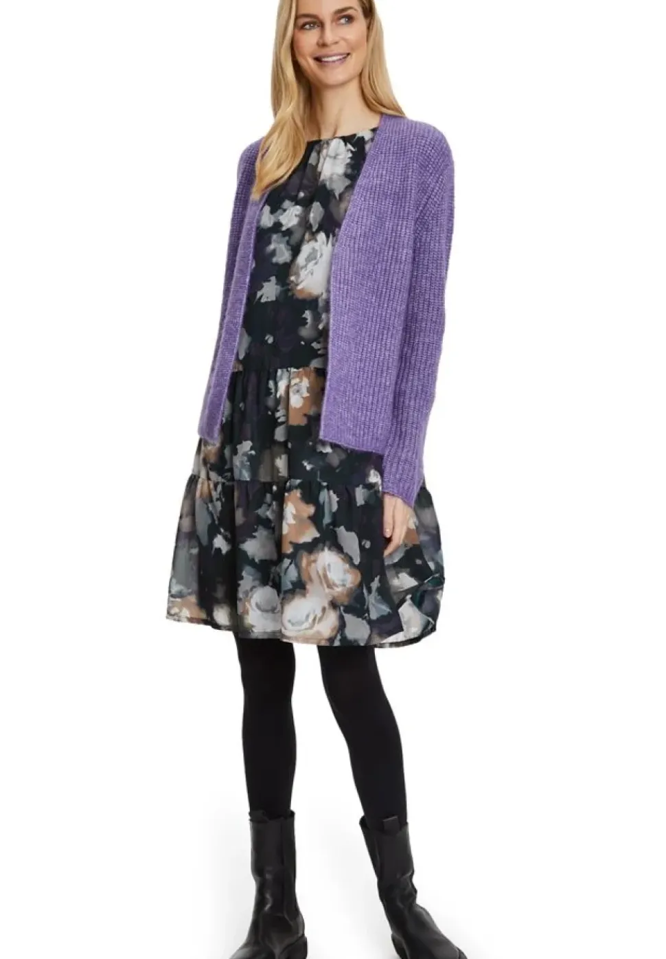 Betty Barclay Chiffonkleid florales Muster Knielang schwarz S22 12331517