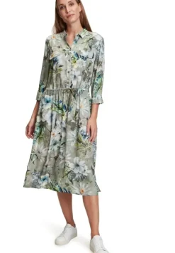 Betty Barclay Hemdblusenkleid 3/4 Arm  Midi- Länge grün blau S12  11581066