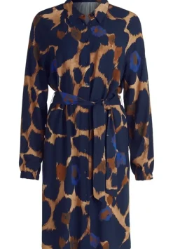Betty Barclay Hemdblusenkleid Allover- Print Bindegürtel blau S23 14242212