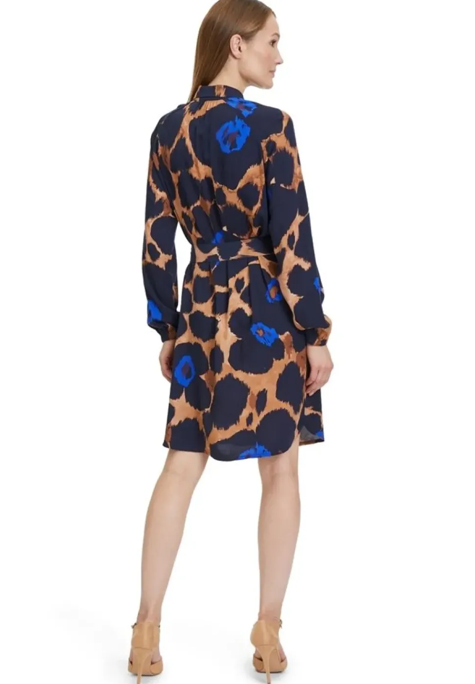 Betty Barclay Hemdblusenkleid Allover- Print Bindegürtel blau S23 14242212