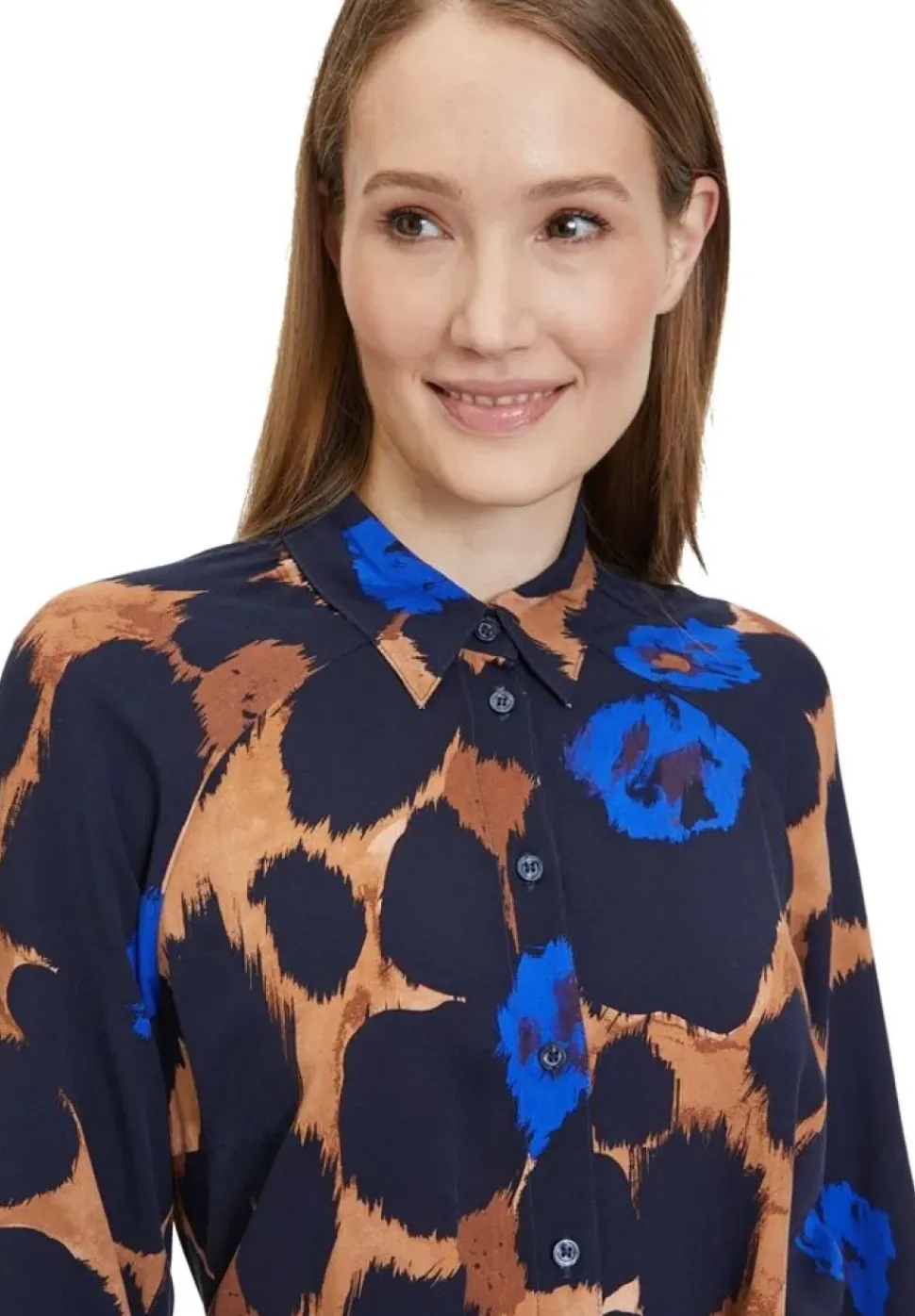 Betty Barclay Hemdblusenkleid Allover- Print Bindegürtel blau S23 14242212