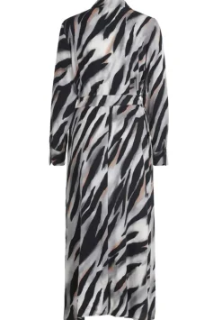 Betty Barclay Hemdblusenkleid Midi- Länge Knopfleiste Bindegürtel Allover- Print schwarz S22 12341529