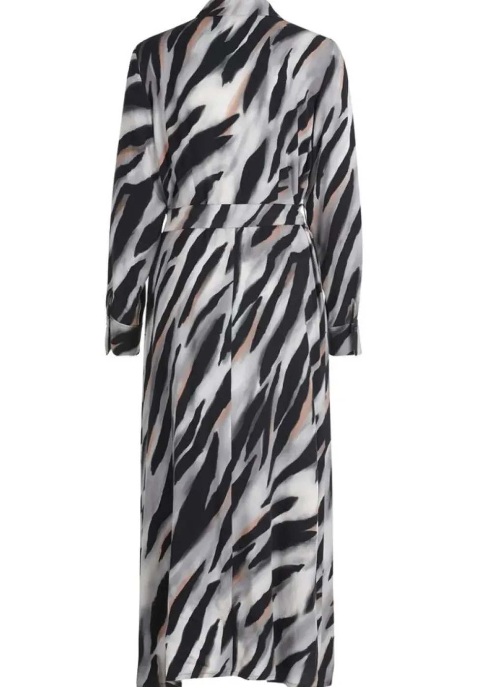 Betty Barclay Hemdblusenkleid Midi- Länge Knopfleiste Bindegürtel Allover- Print schwarz S22 12341529