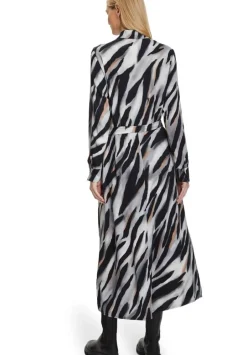 Betty Barclay Hemdblusenkleid Midi- Länge Knopfleiste Bindegürtel Allover- Print schwarz S22 12341529