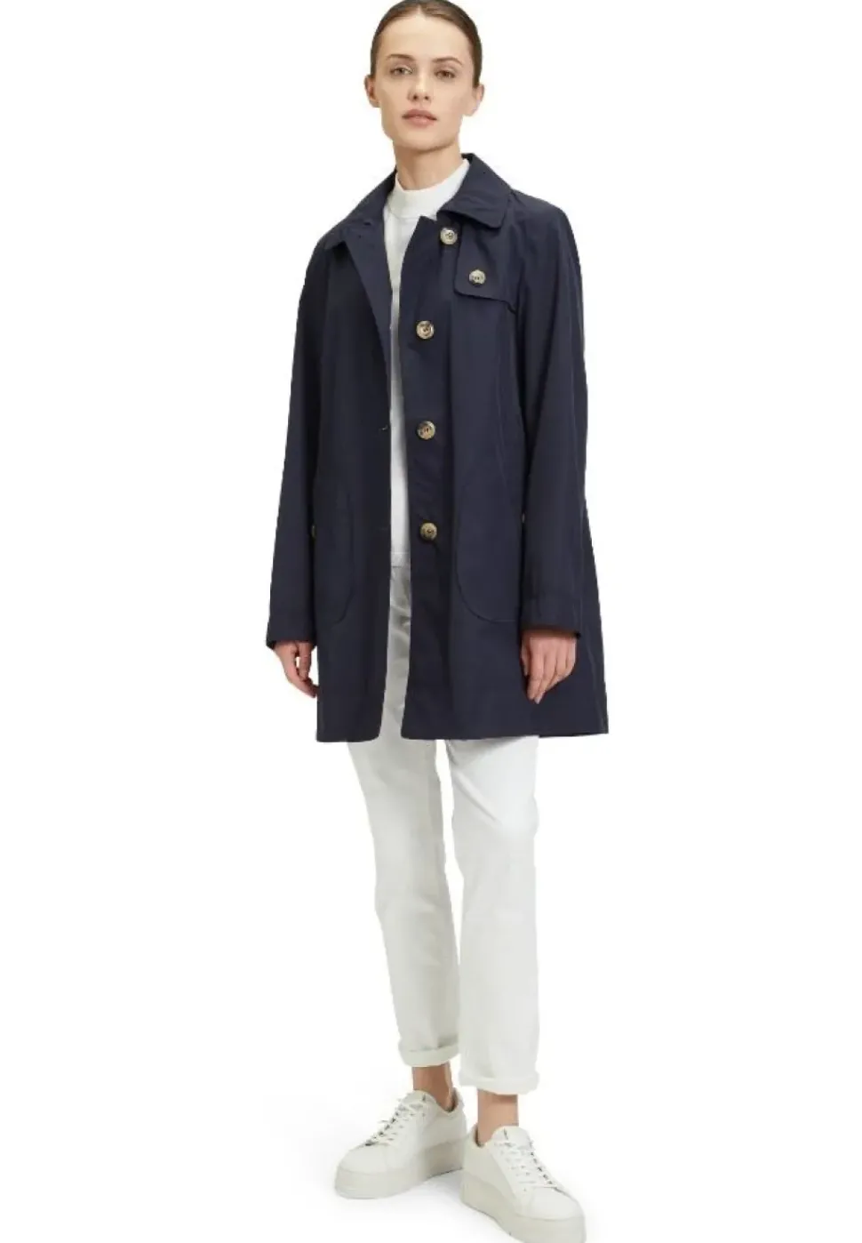 Betty Barclay Kurzmantel Reverskragen aufgesetzte Taschen beige, blau S14 76152036