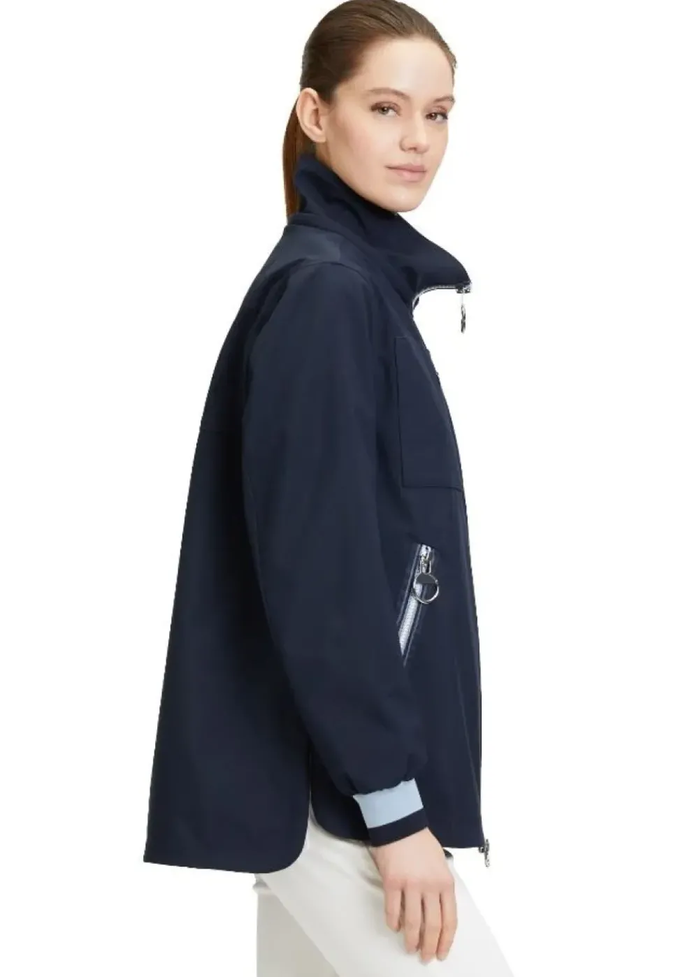 Betty Barclay Outdoorjacke Kapuze Stehkragen Zweiwege Reißverschluss blau S14 76421518