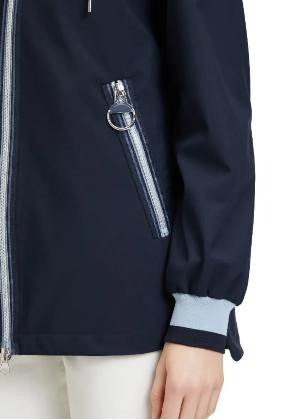 Betty Barclay Outdoorjacke Kapuze Stehkragen Zweiwege Reißverschluss blau S14 76421518