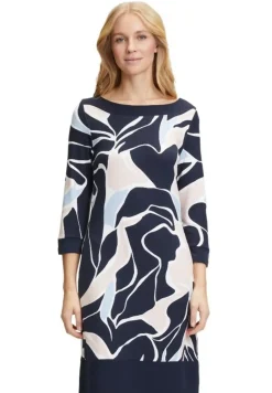 Betty Barclay Shirtkleid 3/4 Arm U- Boot Ausschnitt Nahttaschen blau S14 15402065