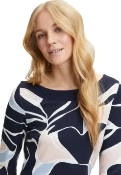 Betty Barclay Shirtkleid 3/4 Arm U- Boot Ausschnitt Nahttaschen blau S14 15402065