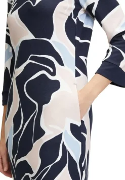 Betty Barclay Shirtkleid 3/4 Arm U- Boot Ausschnitt Nahttaschen blau S14 15402065