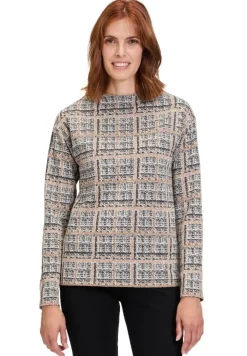 Betty Barclay Sweatshirt Turtleneck Kragen GRAU/BEIGE KARIERT 21802878