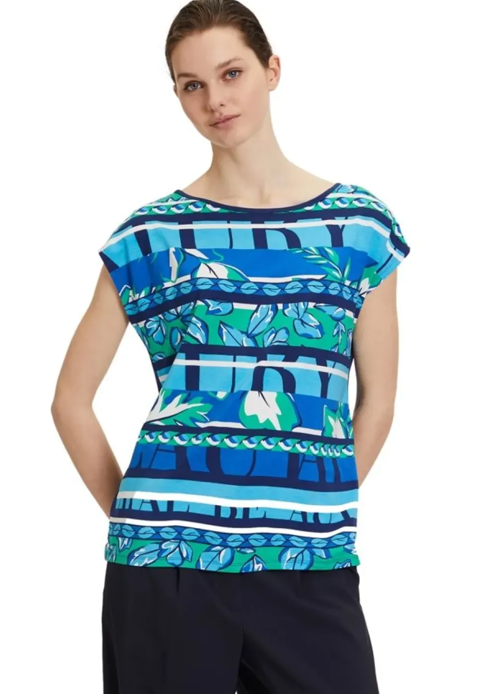 Betty Barclay T - Shirt Rundhals gemustert blau S14 20812218