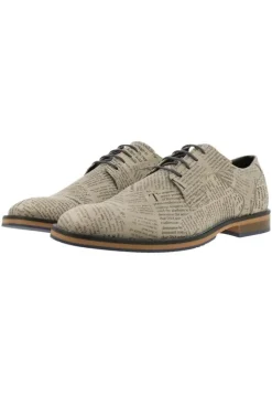 Bullboxer Herren Schnürer Zeitungsdruck elegant beige S13 663K21008A