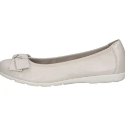 Caprice Damen Ballerina klassisch Leder G- Weite Schleifendetail weiß S14 9-22153-42