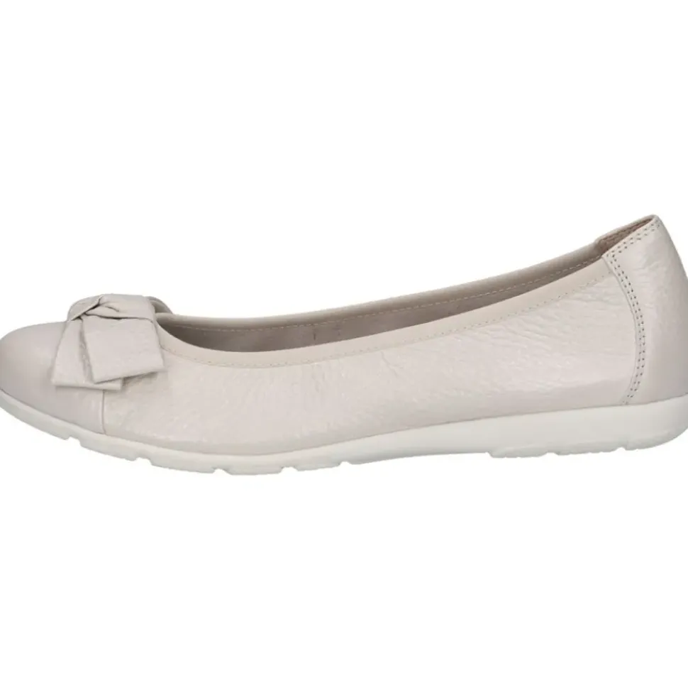 Caprice Damen Ballerina klassisch Leder G- Weite Schleifendetail weiß S14 9-22153-42