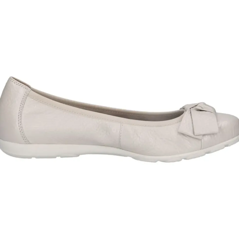 Caprice Damen Ballerina klassisch Leder G- Weite Schleifendetail weiß S14 9-22153-42