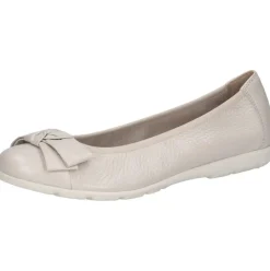 Caprice Damen Ballerina klassisch Leder G- Weite Schleifendetail weiß S14 9-22153-42