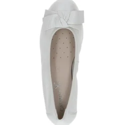 Caprice Damen Ballerina klassisch Leder G- Weite Schleifendetail weiß S14 9-22153-42
