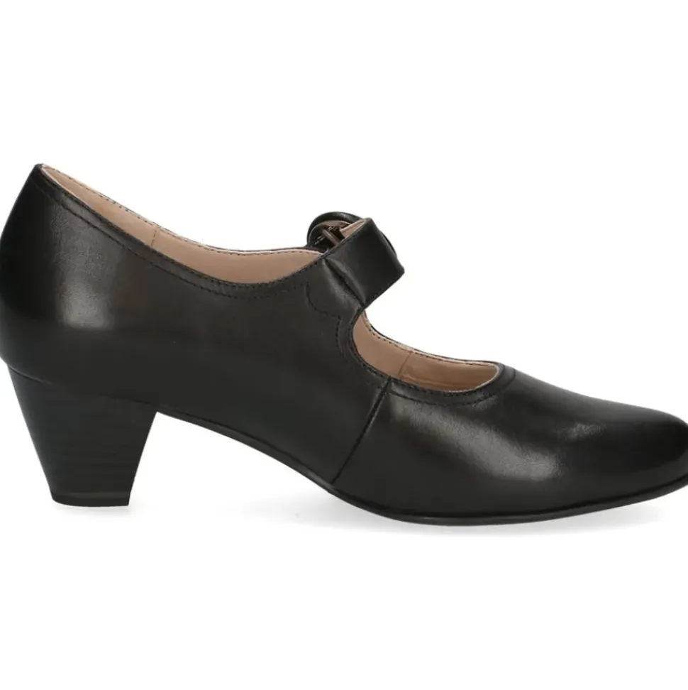 Caprice Damen Pumps Riemchenpumps Leder Komfortweite G schwarz S14 9-24406-42