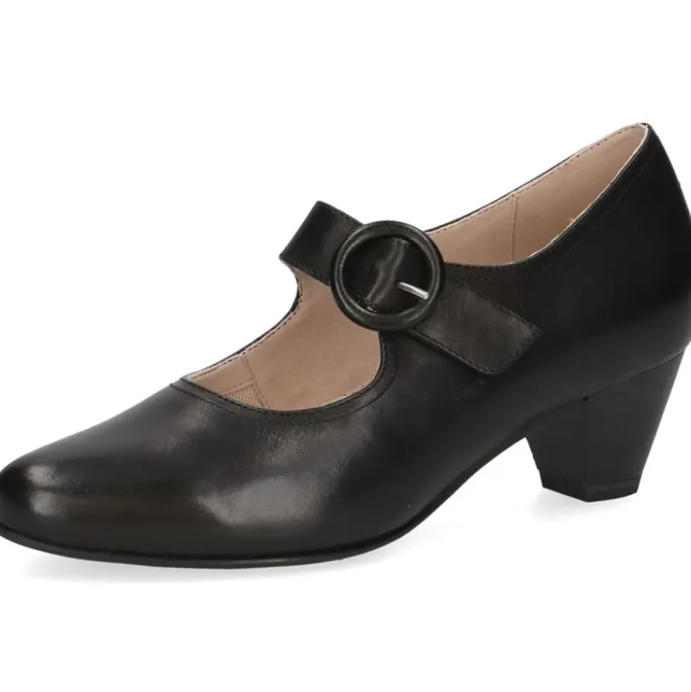 Caprice Damen Pumps Riemchenpumps Leder Komfortweite G schwarz S14 9-24406-42