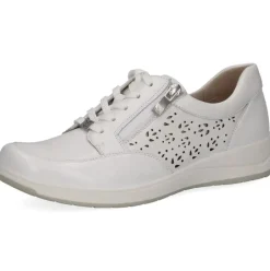 Caprice Damen Sneaker Leder Lochmuster H- Weite Wechselfußbett weiß S14 9-23553-42