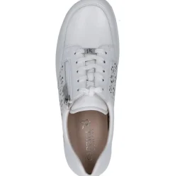 Caprice Damen Sneaker Leder Lochmuster H- Weite Wechselfußbett weiß S14 9-23553-42