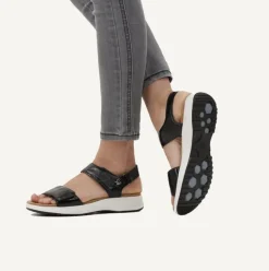 Caprice Sandale Leder Plateau Klettverschluss schwarz 9-9-28716-28