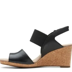 Clarks Sandale Keilabsatz Kork schwarz 26150032