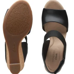 Clarks Sandale Keilabsatz Kork schwarz 26150032