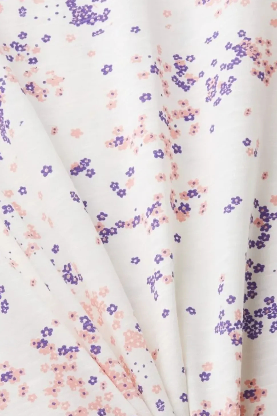EDC Baumwoll-T-Shirt mit floralem Print weiß S23 023CC1K307