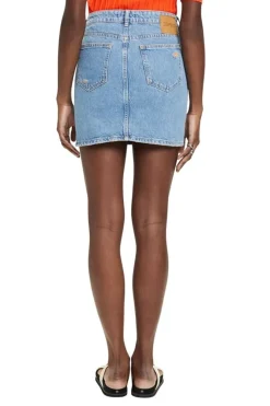 EDC Denim-Minirock mit gerippten Details blau S23 023CC1D301