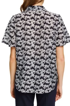 EDC geblümte Bluse mit Leinen 032CC1F302