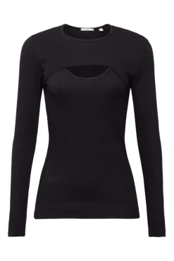 EDC Geripptes zweiteiliges Longsleeve schwarz S23 092CC1K319
