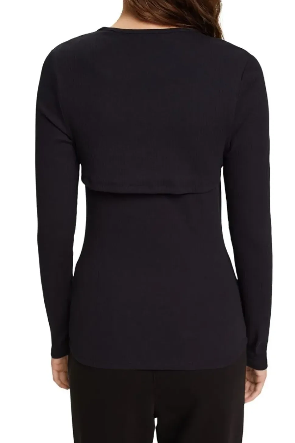 EDC Geripptes zweiteiliges Longsleeve schwarz S23 092CC1K319