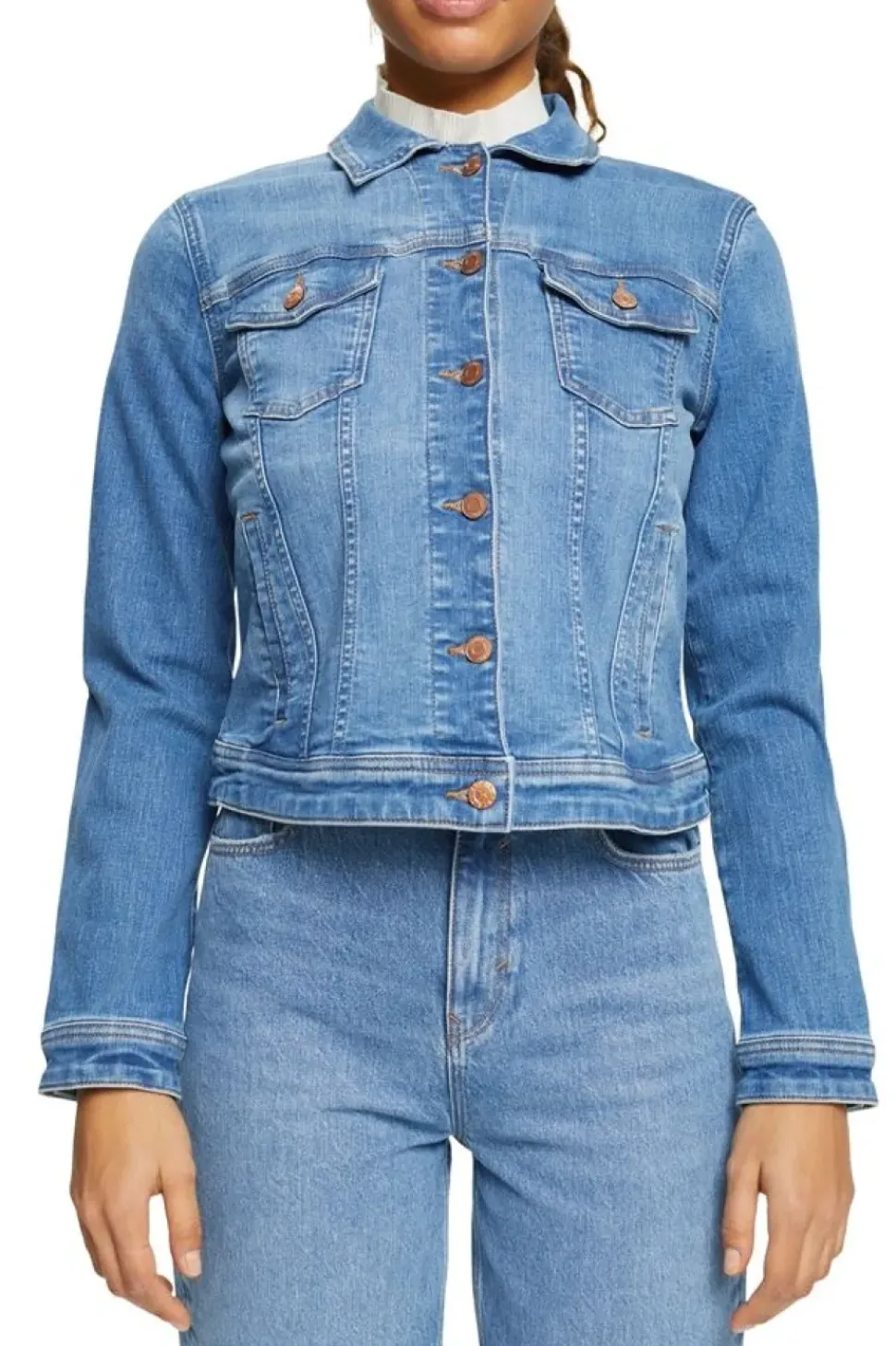 EDC Jeansjacke im Used-Look, Organic Cotton Denim NOS 991CC1G301