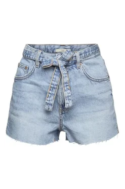 EDC Shorts kurze Hose Bindegürtel blau S22 042CC1C302
