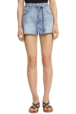 EDC Shorts kurze Hose Bindegürtel blau S22 042CC1C302