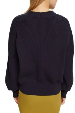 EDC Strick- Cardigan Knopfleiste V- Ausschnitt Boxy-Schnitt blau, lila S12  992CC1I317