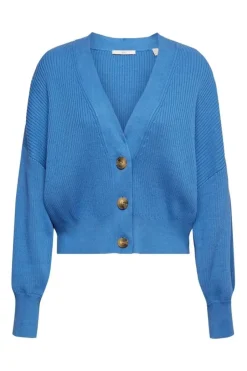 EDC Strick- Cardigan Knopfleiste V- Ausschnitt Boxy-Schnitt blau, lila S12  992CC1I317