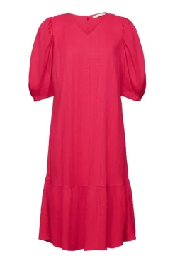 EDC strukturiertes Midikleid V-Ausschnitt pink, schwarz S23 033CC1E314