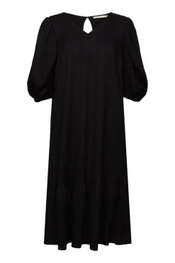 EDC strukturiertes Midikleid V-Ausschnitt pink, schwarz S23 033CC1E314
