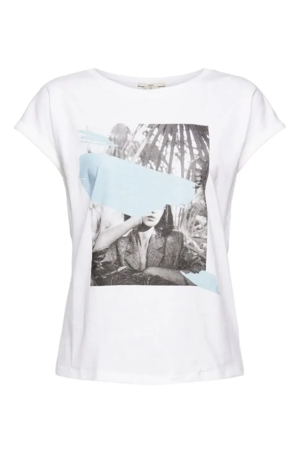 EDC T- Shirt Frontprint rundhals- Ausschnitt weiß, lila S12 052CC1K328