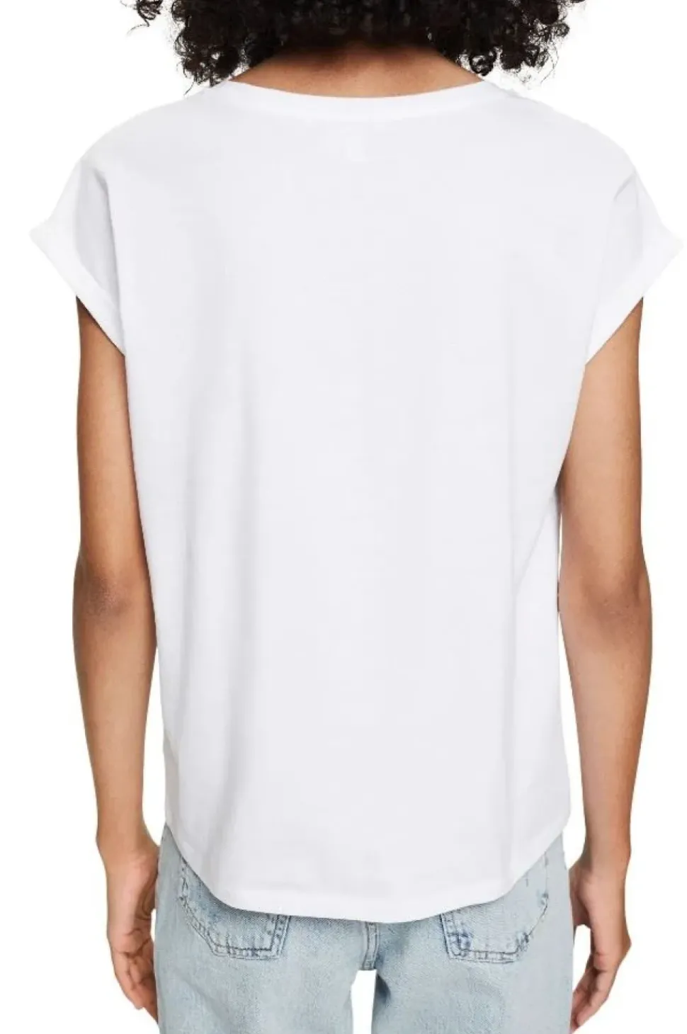 EDC T- Shirt Frontprint rundhals- Ausschnitt weiß, lila S12 052CC1K328